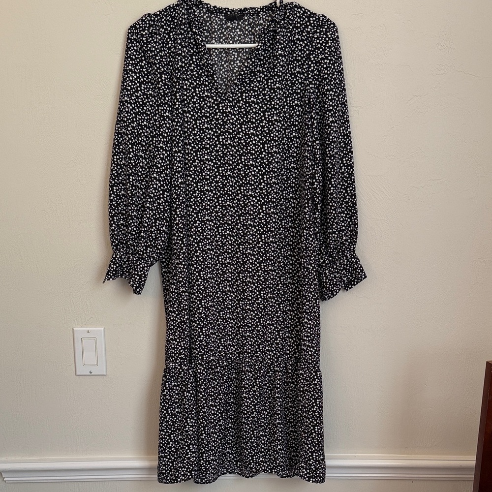 Ann Taylor Black and White Polka Dot Long Sleeve Dress